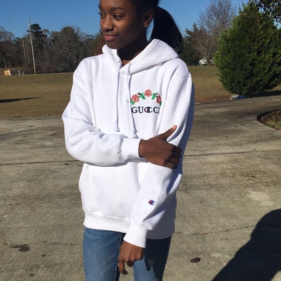 ****SOLD****Gucci x Champion White Hoodie Pullover - Picture 6 of 8